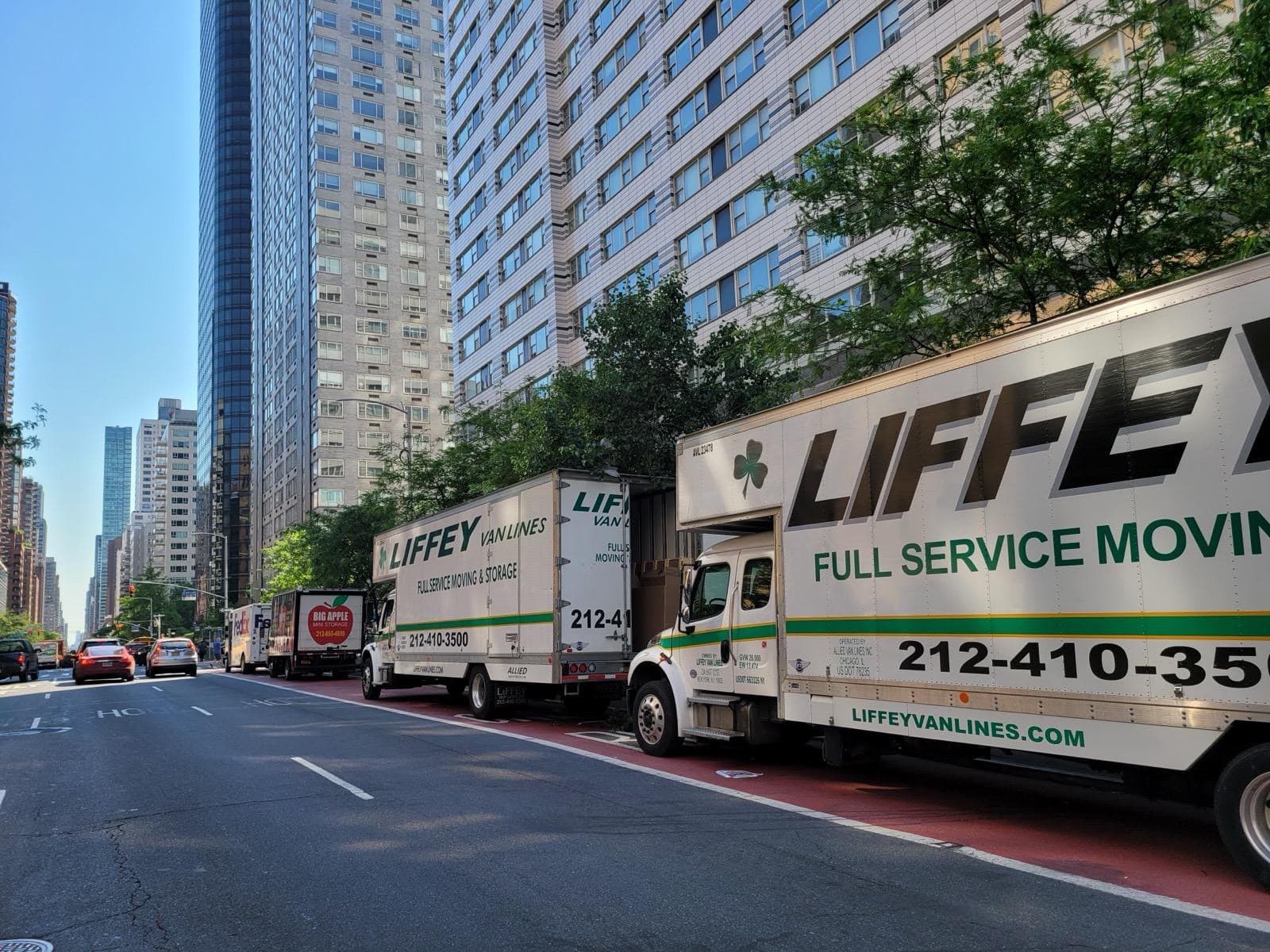 Liffey Van Lines truck outside a New York City building